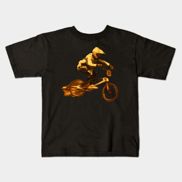 bmx Kids T-Shirt by rickylabellevie